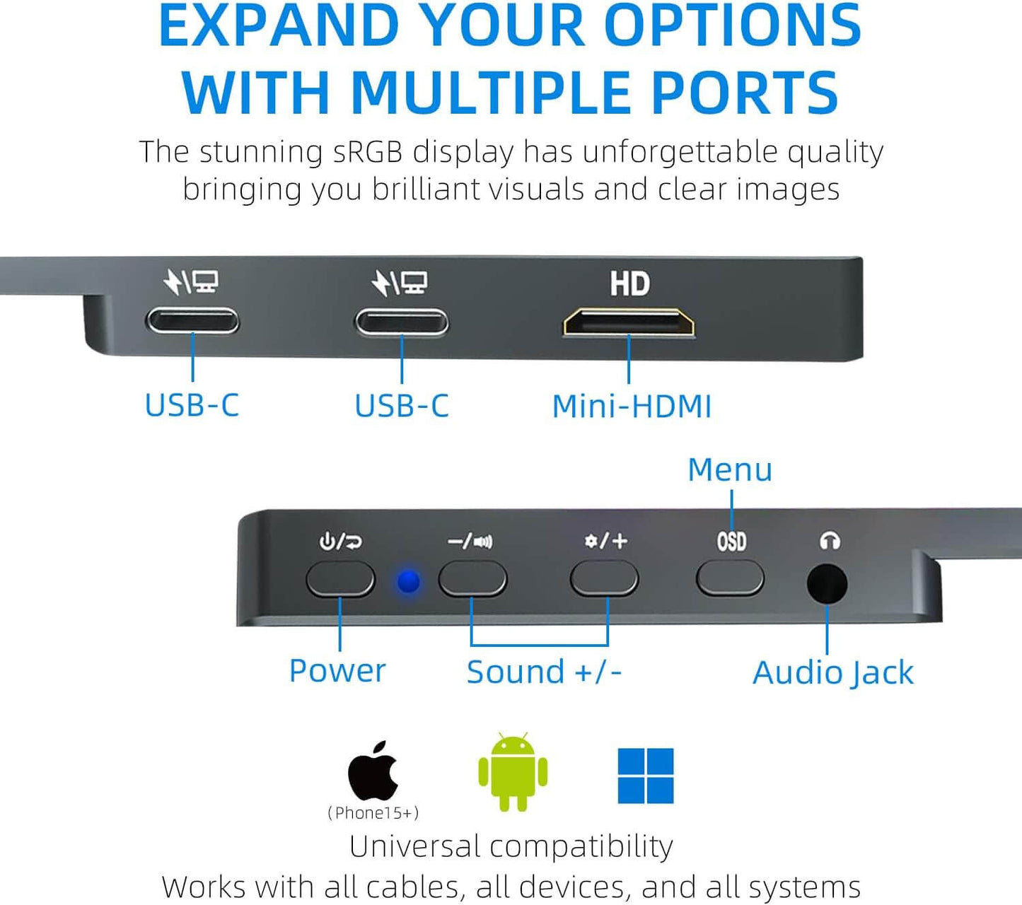 15.6 400NITS Portable Monitor - Smart Gizmo Tech