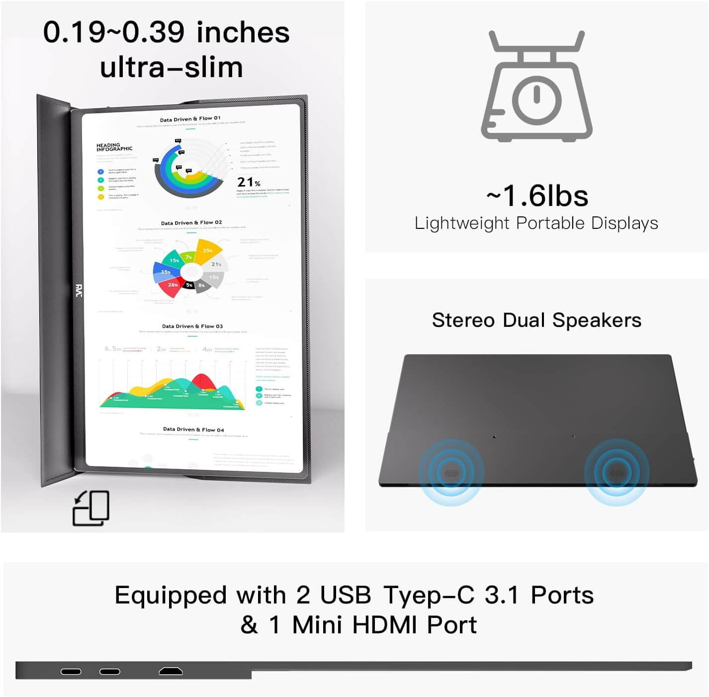 16 inch 1080P Portable Monitor - Smart Gizmo Tech