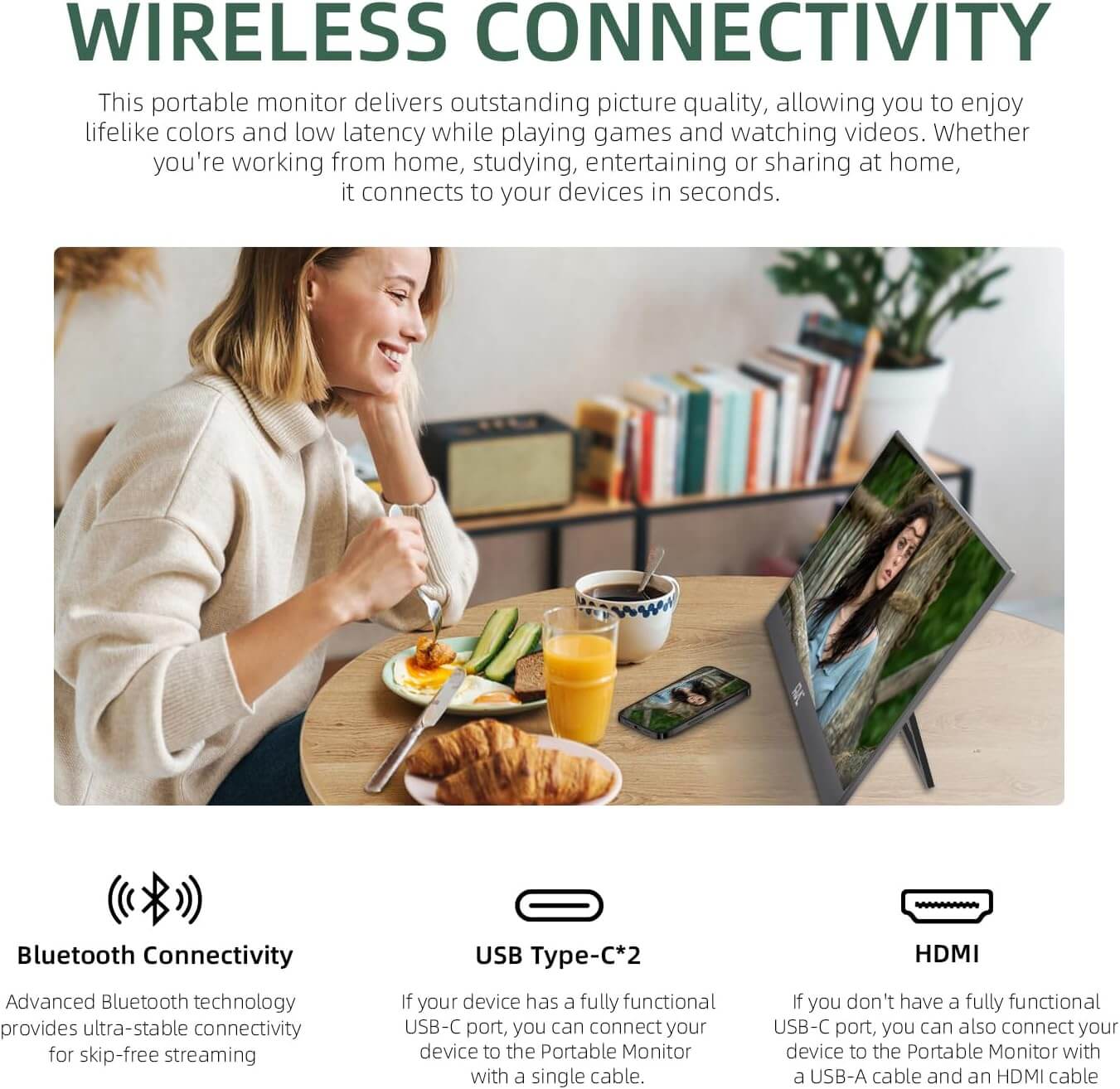 15.6 Inch Wireless Display Portable Monitor - Smart Gizmo Tech