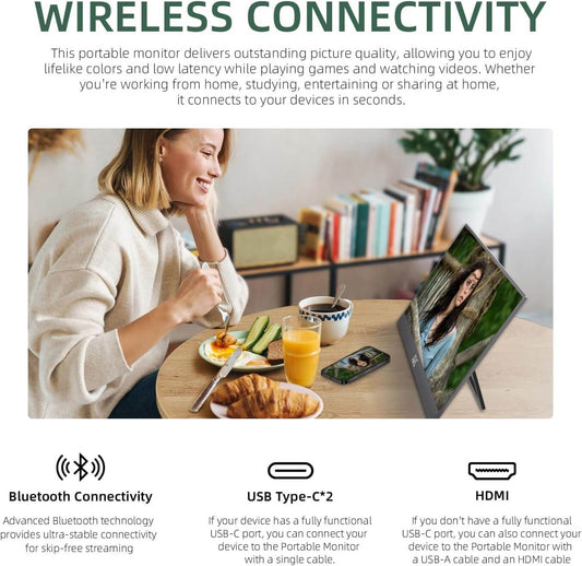 15.6 Inch Wireless Display Portable Monitor - Smart Gizmo Tech