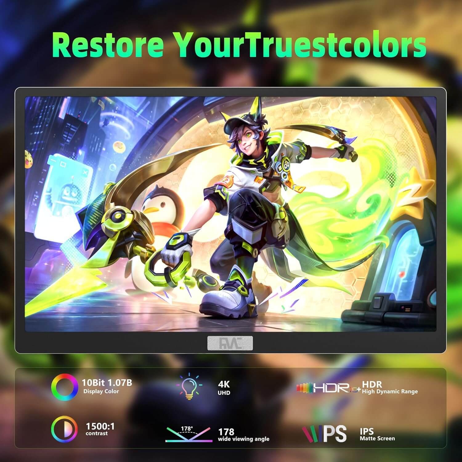 15.6 Inch 4K Portable Gaming Monitor with Touch - Smart Gizmo Tech